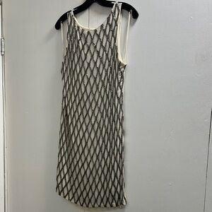 Alice + Olivia Sleeveless Silver and Cream Beaded Shift Dress